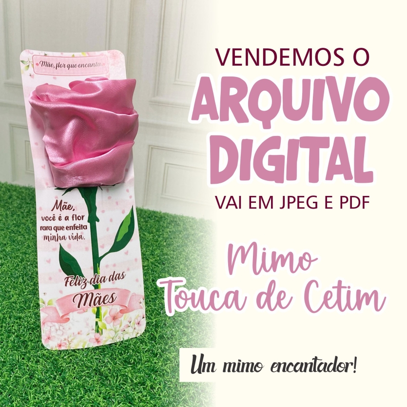 Cartão Flor Touca de Cetim - Arquivo Digital