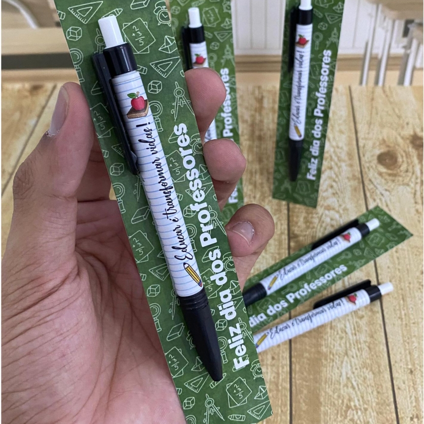 🎁 Cartão e Adesivo para Caneta – Arquivo Digital Dia dos Professores