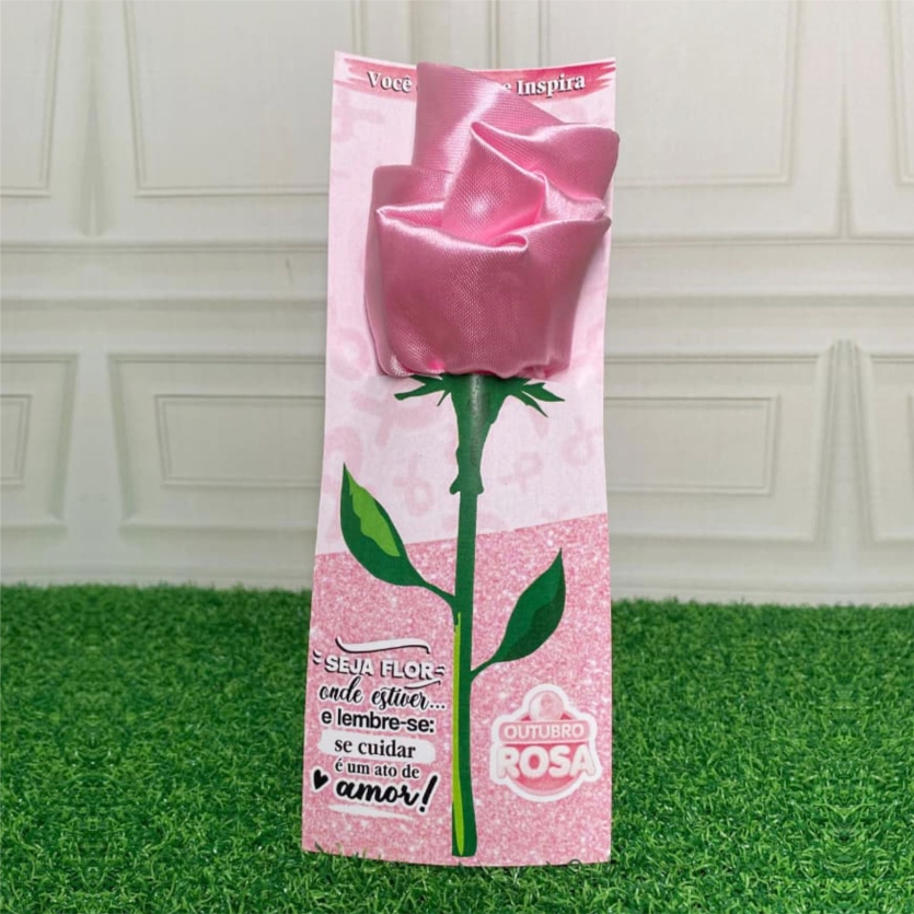 Cartão Rosa para Touca de Cetim - Outubro Rosa