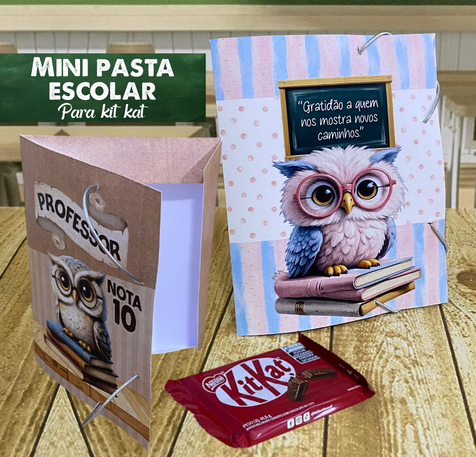 Mini pasta escolar para Kit Kat - Dia dos professores