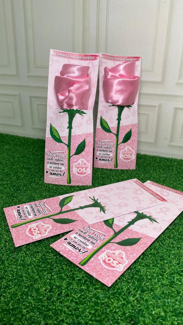 Cartão Rosa para Touca de Cetim - Outubro Rosa - Imagem 2