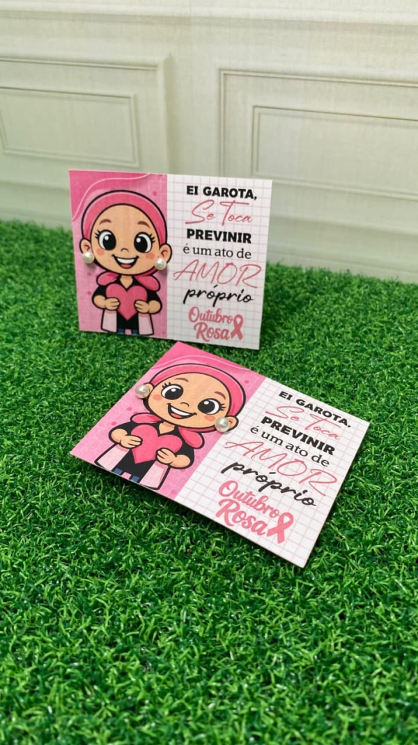 Cartão para Brincos – Outubro Rosa (Arquivo Digital) - Imagem 2