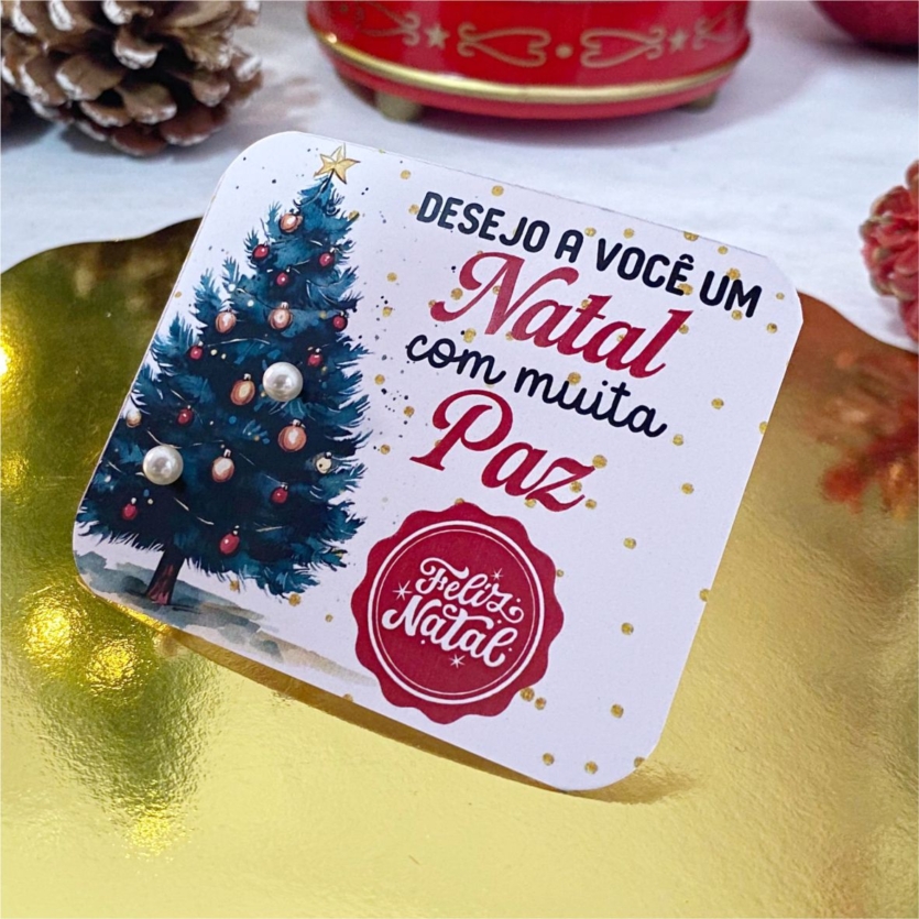 Cartão Natalino para Brincos de Pérolas | Arquivo Digital 🎄✨