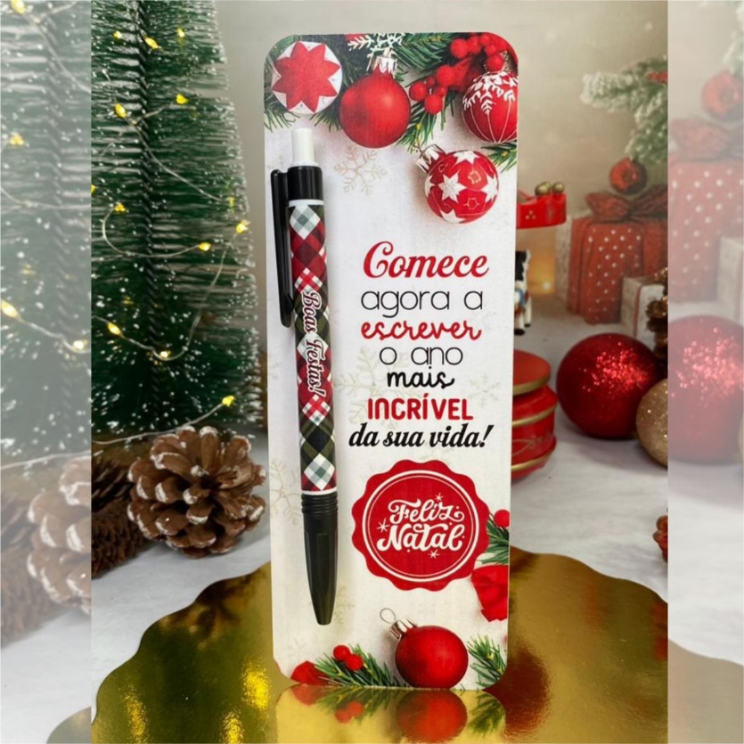 Cartão Natalino para Caneta | Arquivo Digital 🎄🖊️✨