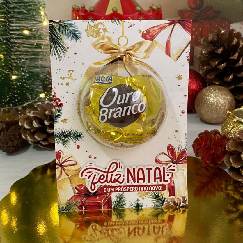 Cartão com Meia Esfera de Natal para Chocolate | Arquivo Digital 🎄🍫