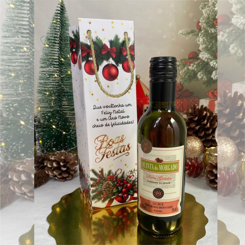 Sacolinha Natalina para Mini Vinho | Arquivo Digital 🎄🍷