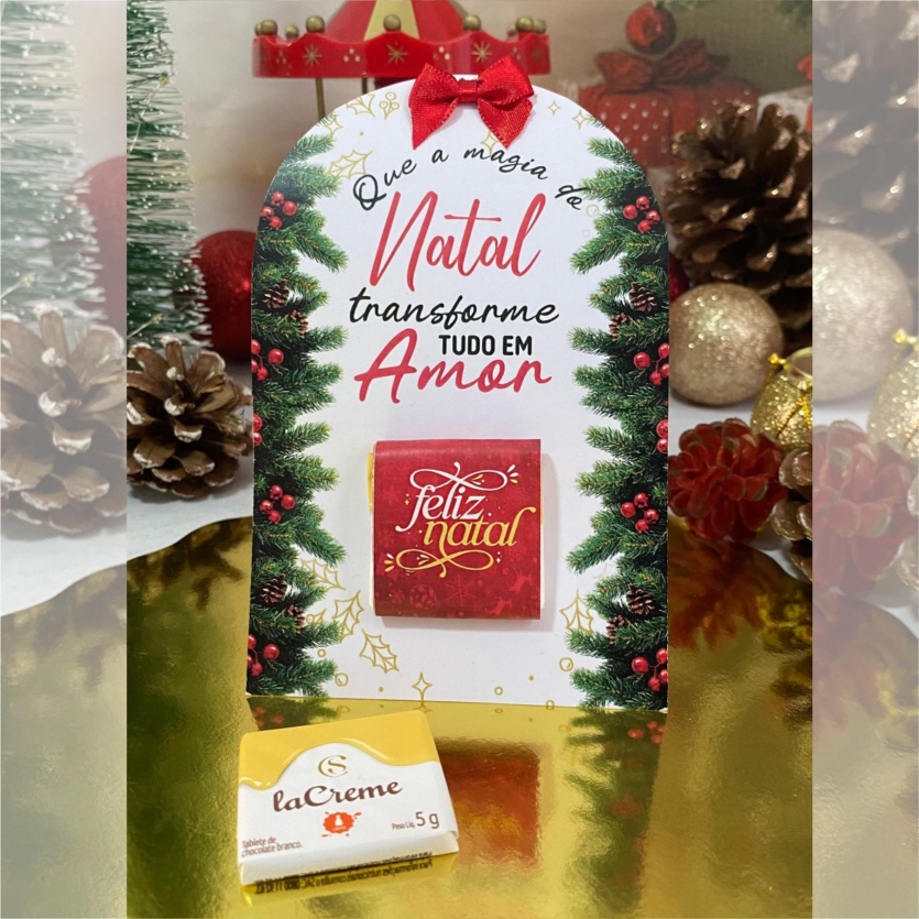 Cartão Natalino para Chocolate Pequeno | Arquivo Digital 🎄🍫