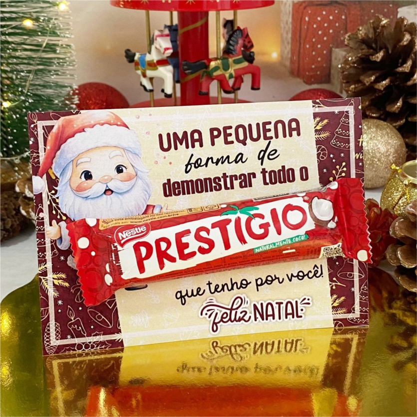 Cartão Natalino para Chocolate Prestígio | Arquivo Digital 🎄🍫