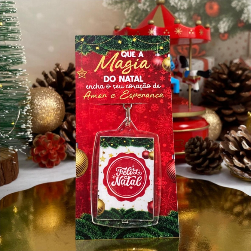 Chaveiro de Natal com CartĂŁo | Arquivo Digital para Imprimir